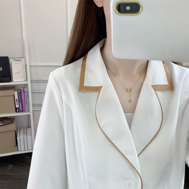 Medical Lab Coats - Witte Korte Beauty Uniform Jurk Spa